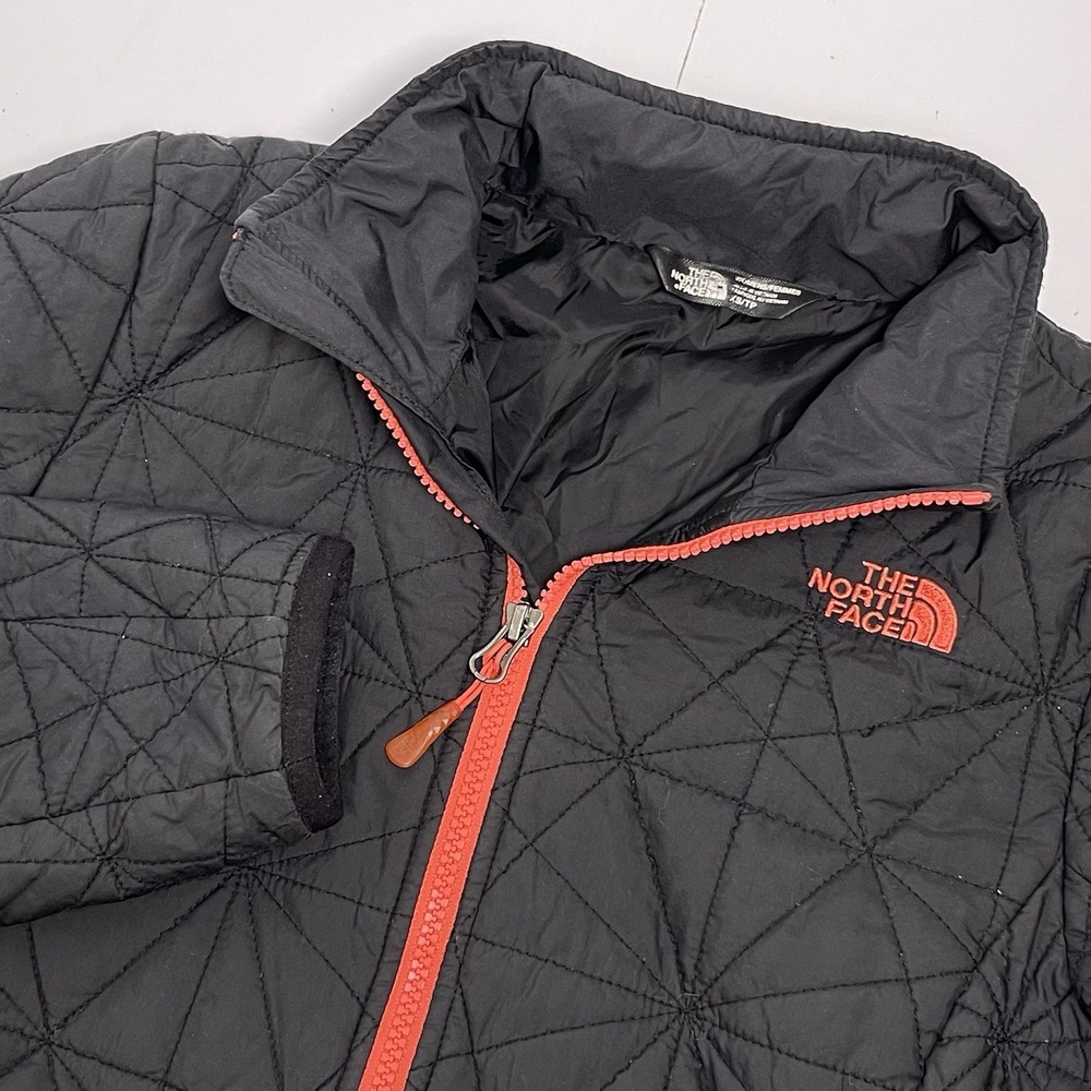 North‎ Face Women's XS Tamburello Quilted Jacket Black Orange Zip Embroidered